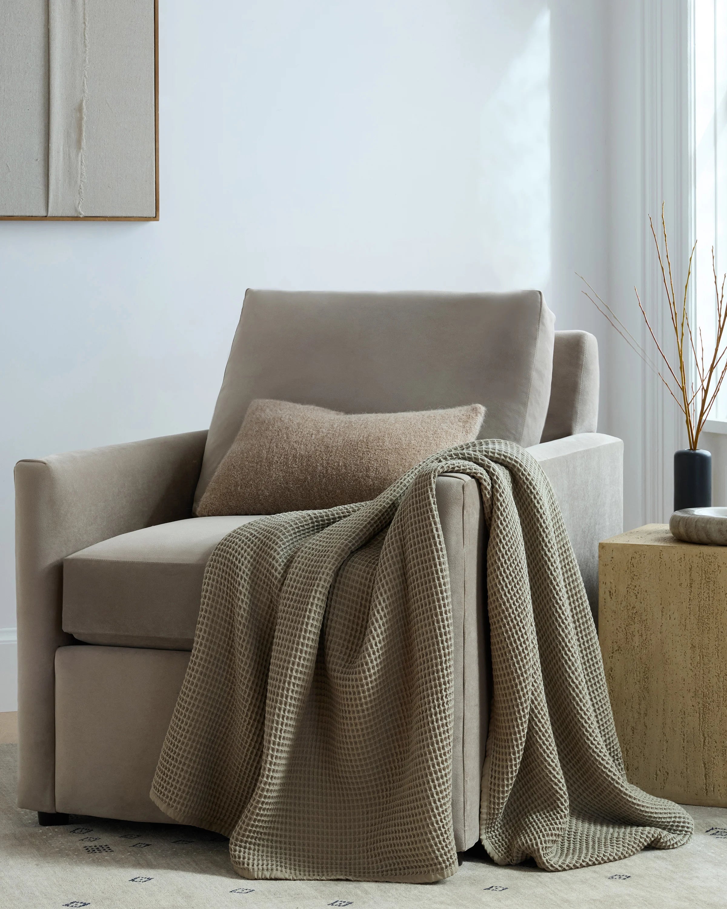 Organic Waffle Throw - 50x70 / Dried Sage Secondary image