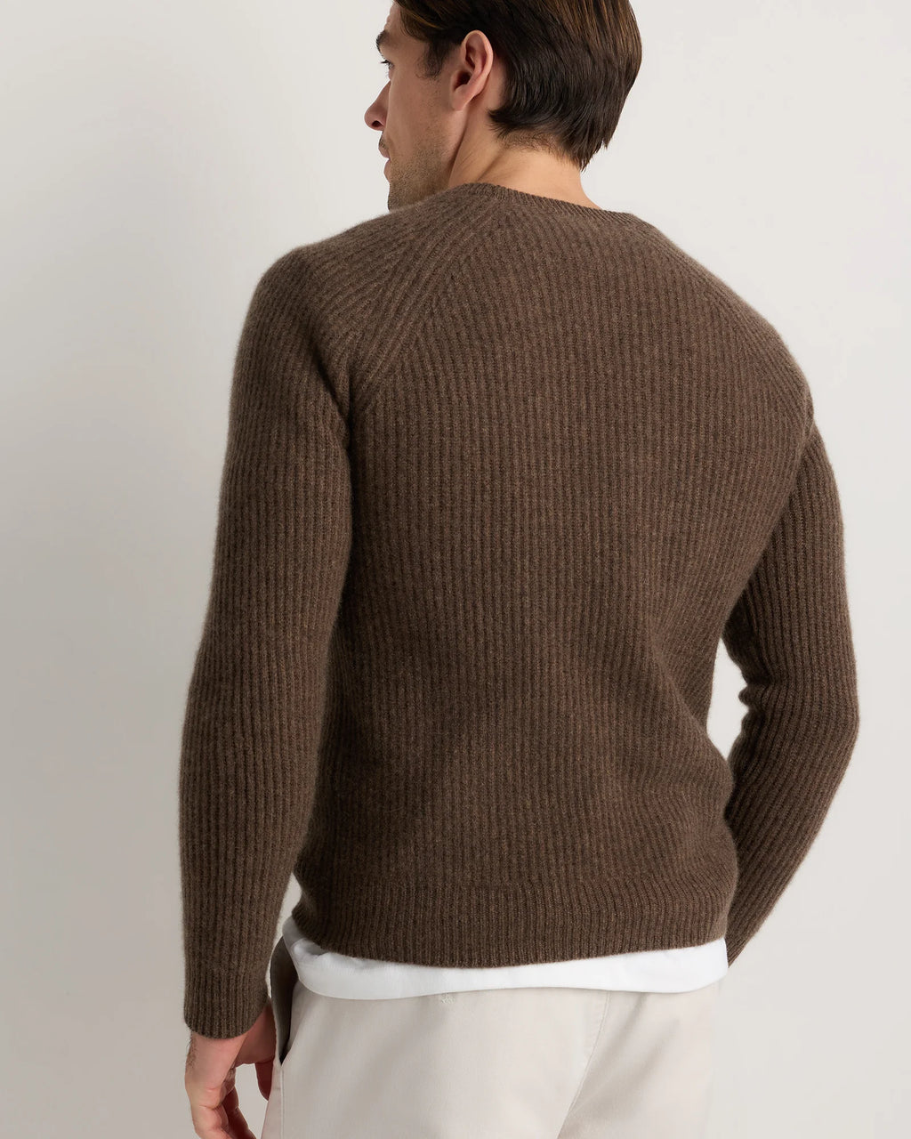 Mongolian Cashmere Fisherman Crewneck Sweater - S / Navy Marl