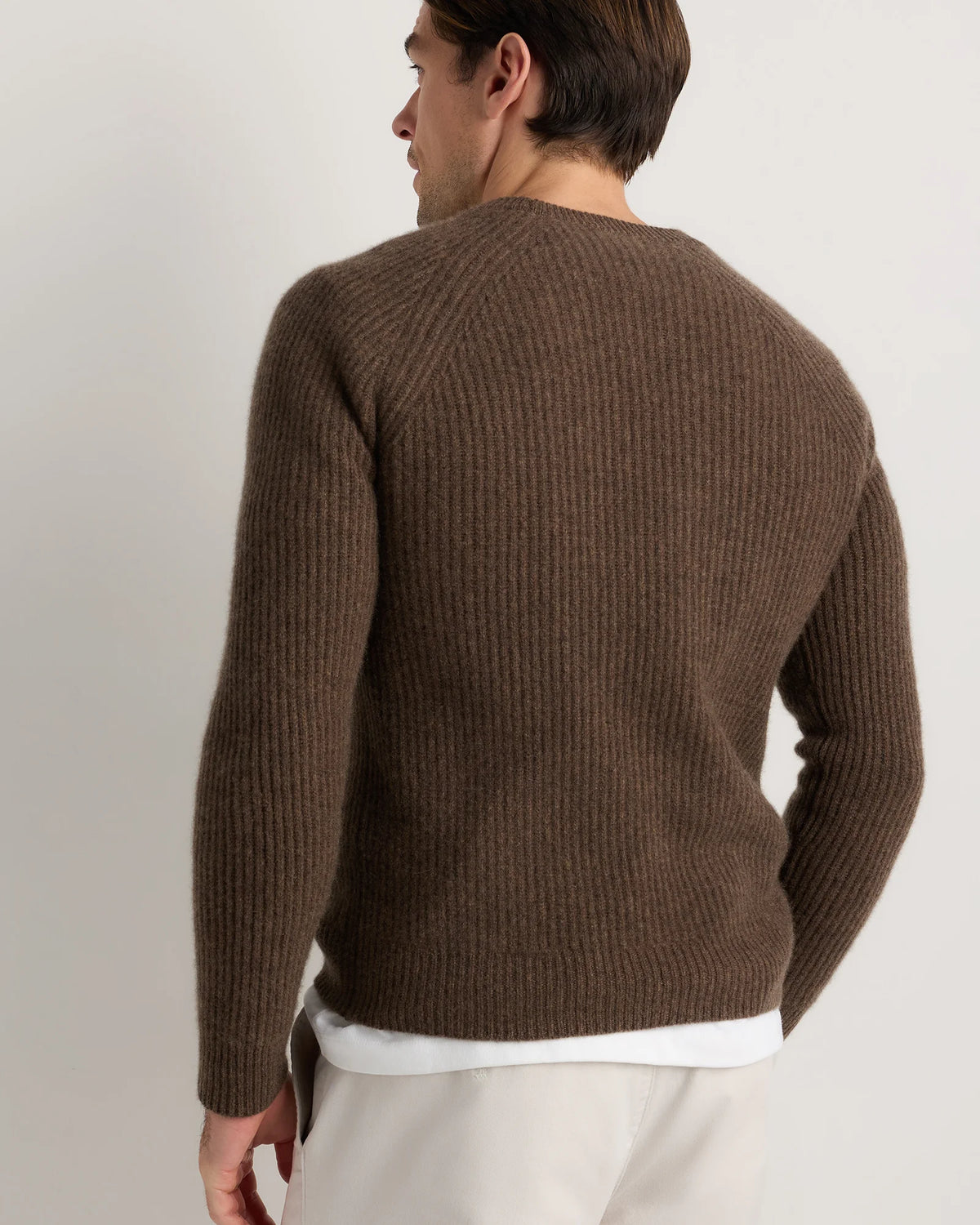 Mongolian Cashmere Fisherman Crewneck Sweater - S / Navy Marl