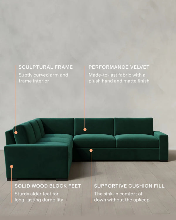 Stillman L Sectional in Performance Velvet - 116x116 / Java