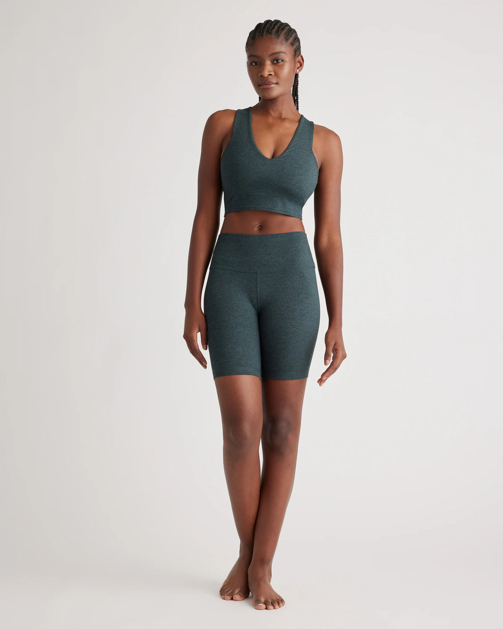 Ultra-Soft V-Neck Cropped Tank - XS / Heather Navy