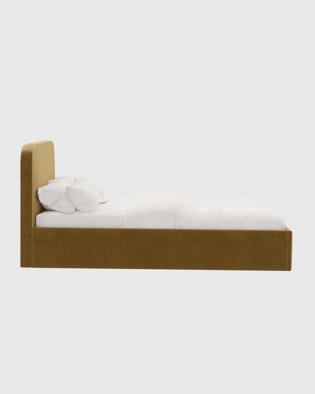 Curved Bed in Performance Velvet - Full / Walnut