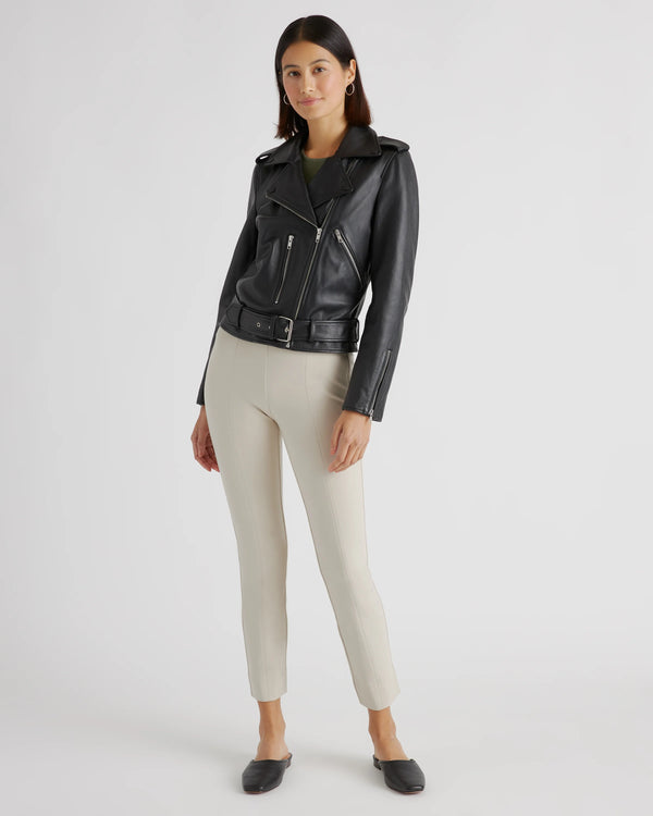 Ultra-Stretch Ponte Pintuck Ankle Pants - XS / Ecru