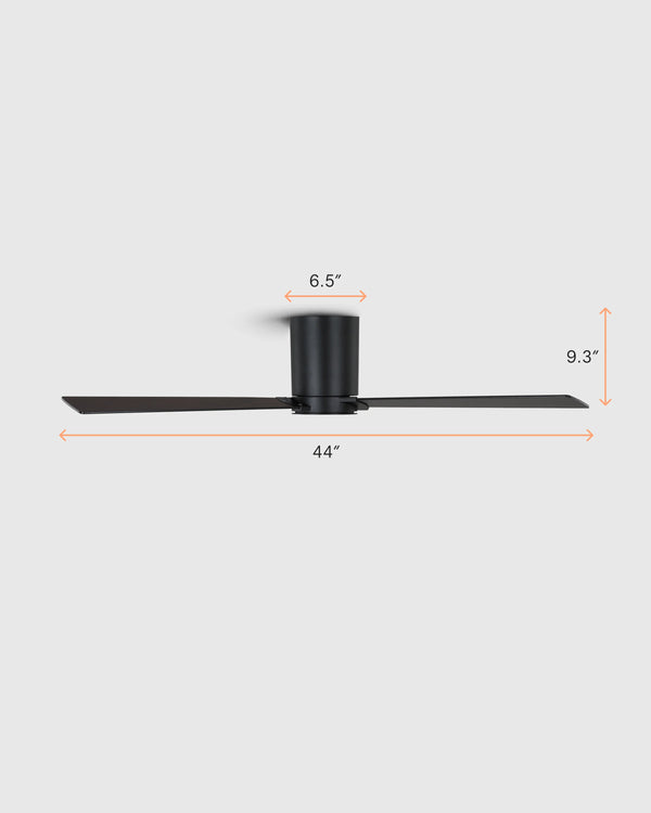 Minimalist Hugger Wood Blade Ceiling Fan - 44" / White
