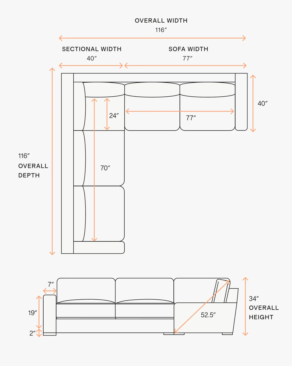 Stillman L Sectional in Performance Basketweave - 116x116 / Flax