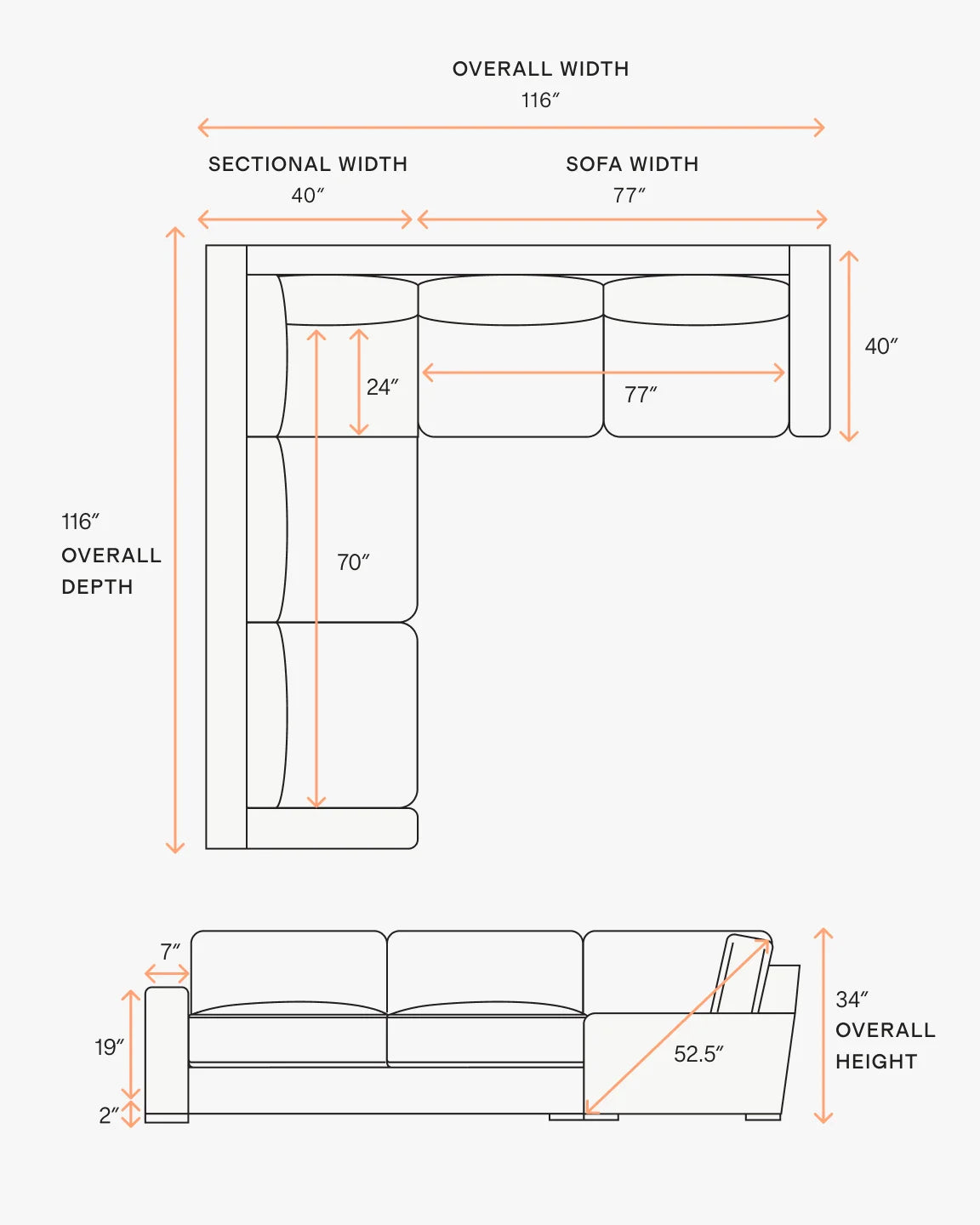Stillman L Sectional in Performance Basketweave - 116x116 / Flax