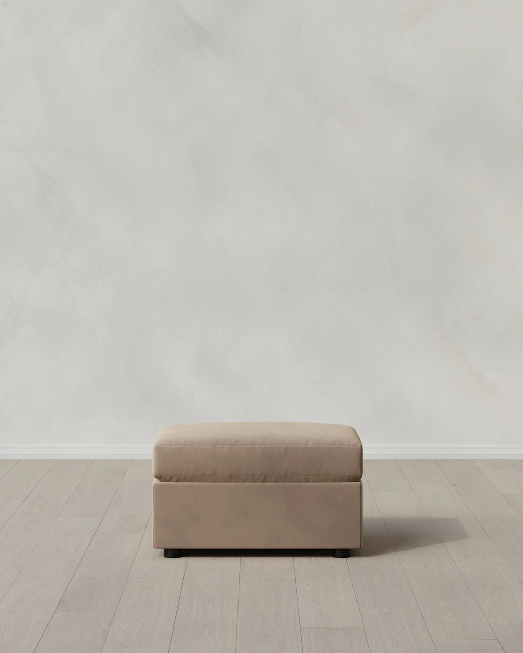 Brennan Ottoman in Performance Velvet - One Size / Taupe
