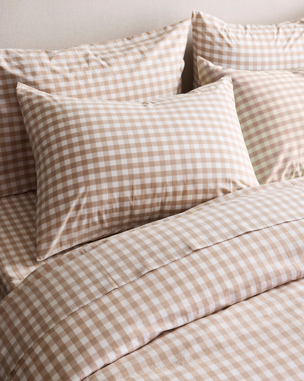 Organic Crisp Percale Gingham Sham Set - Standard / Cafe