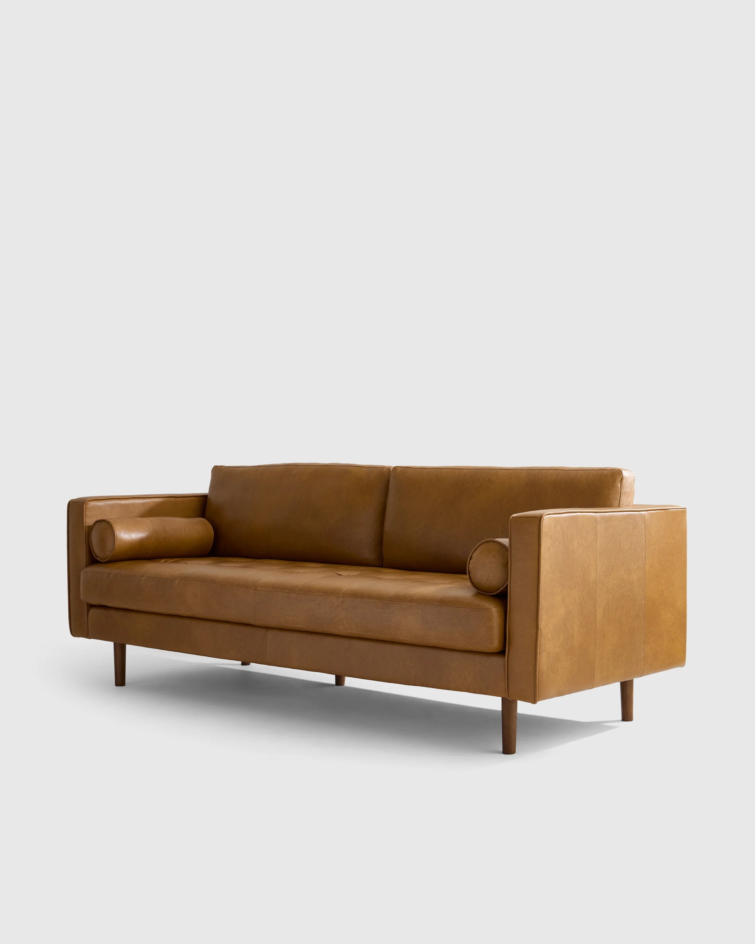 Italian Leather Midcentury Sofa - One Size / Chestnut Secondary image