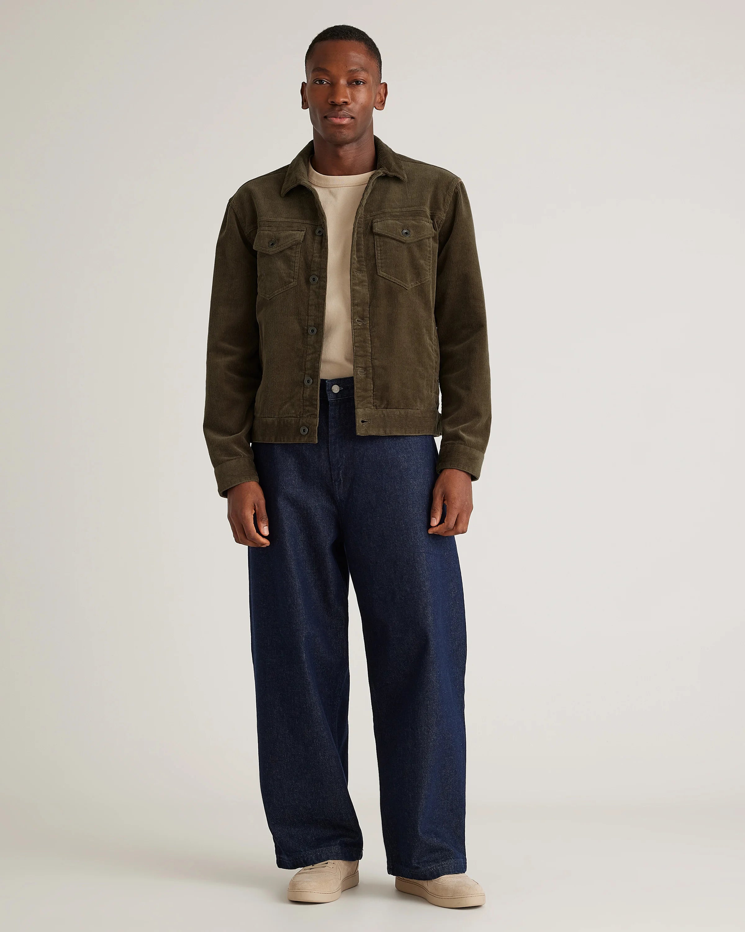 Organic Stretch Corduroy Trucker Jacket - S / Seaweed Secondary image