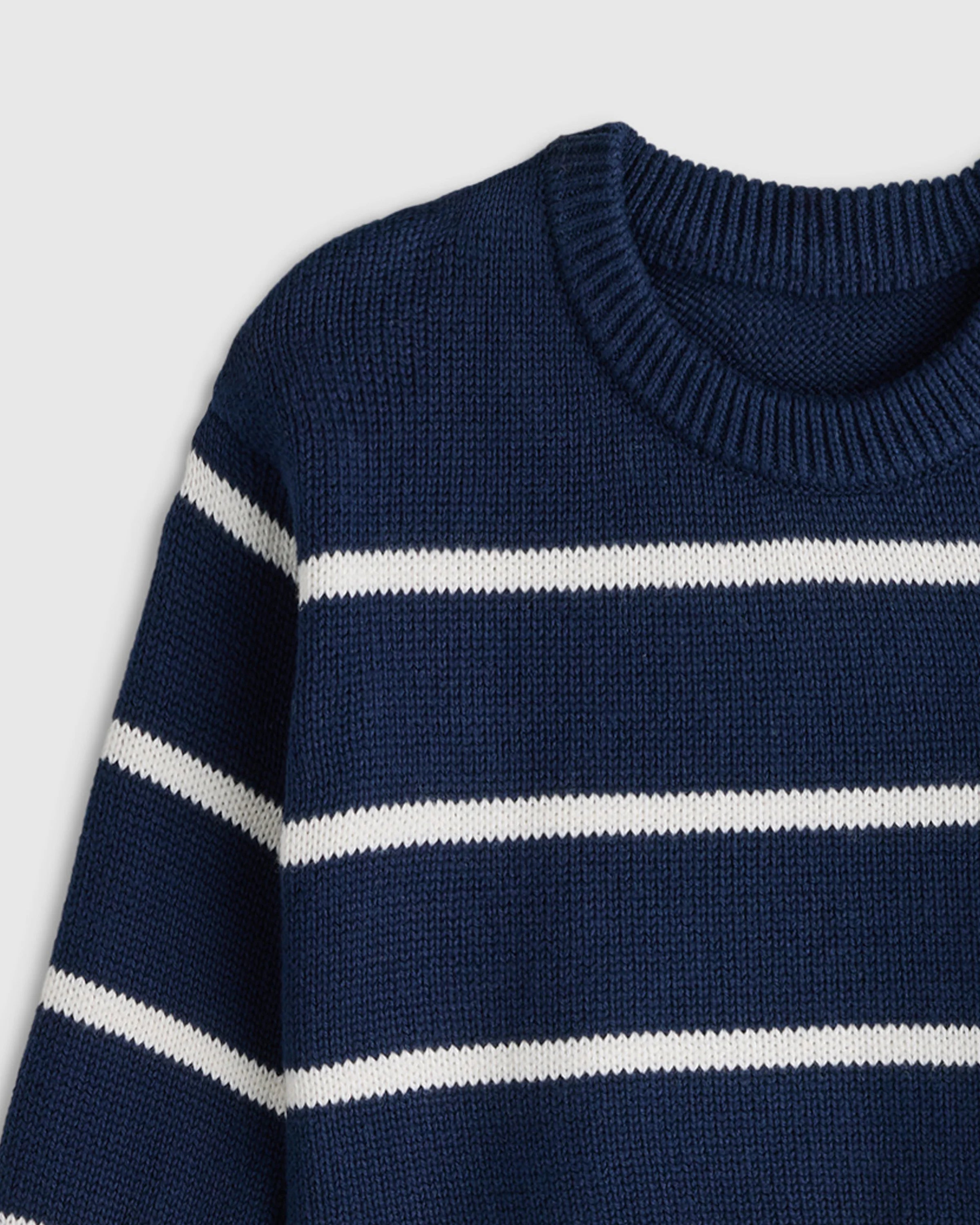 100% Organic Cotton Crewneck Sweater - 9-12M / Navy/White Secondary image