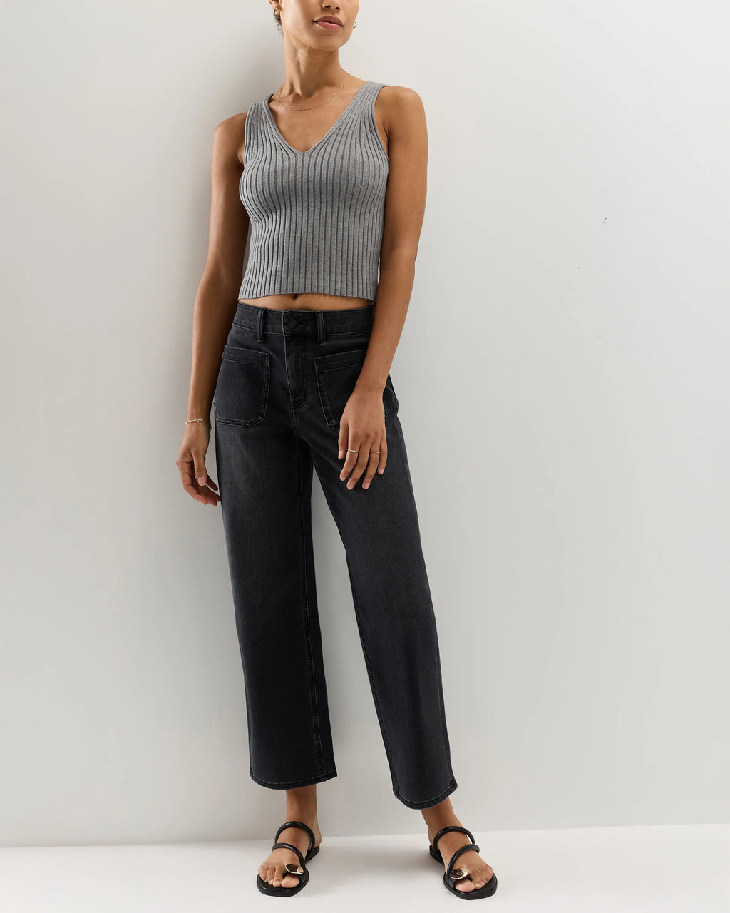 Bella Stretch Patch Pocket Wide Leg Jeans - 24 / Seaside Blue