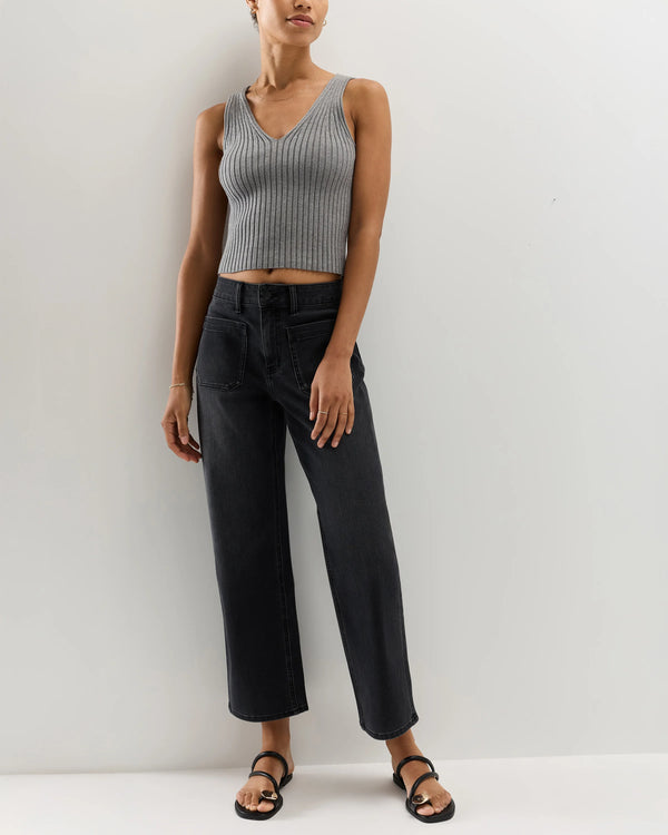Bella Stretch Patch Pocket Wide Leg Jeans - 24 / Seaside Blue