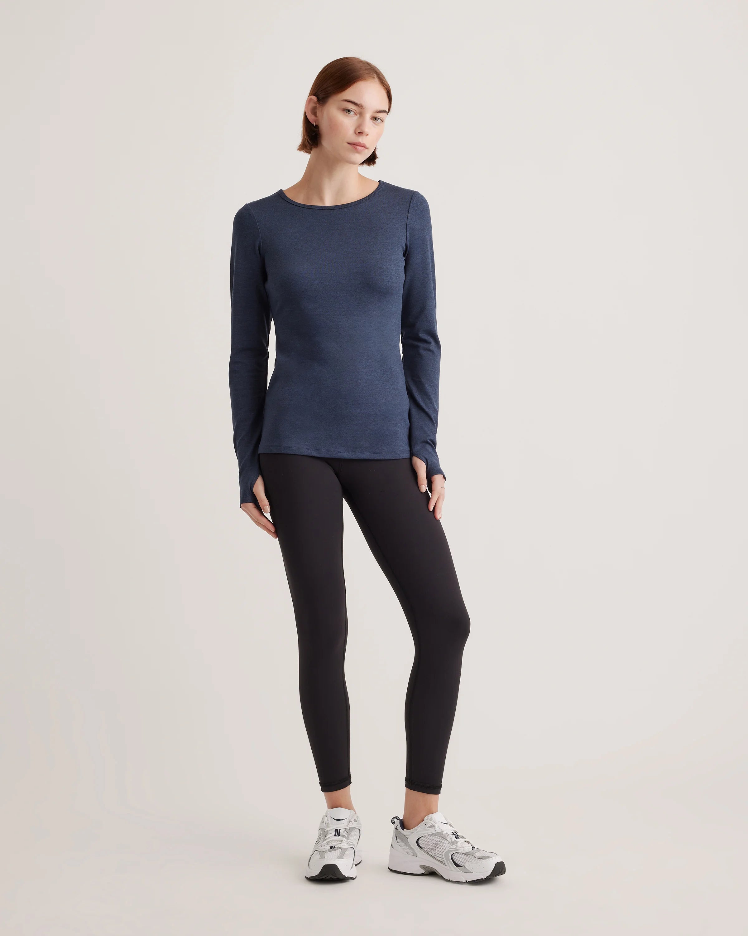 Ultra-Soft Fitted Long Sleeve Top - XS / Heather Navy Secondary image