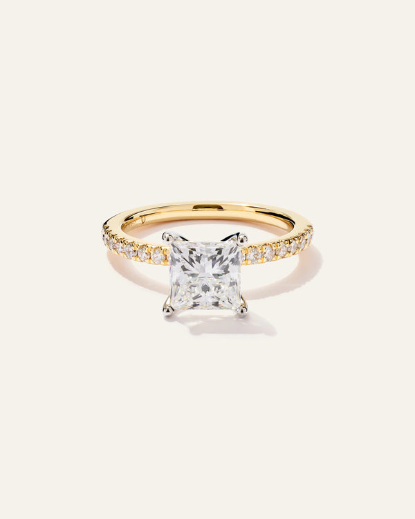 Lab Grown Diamond Princess Petite Pave Engagement Ring - 1.5ct - 4 / Yellow Gold