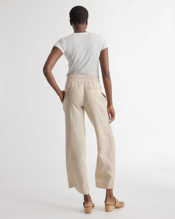 100% European Linen Wide Leg Pants - XS / Flax