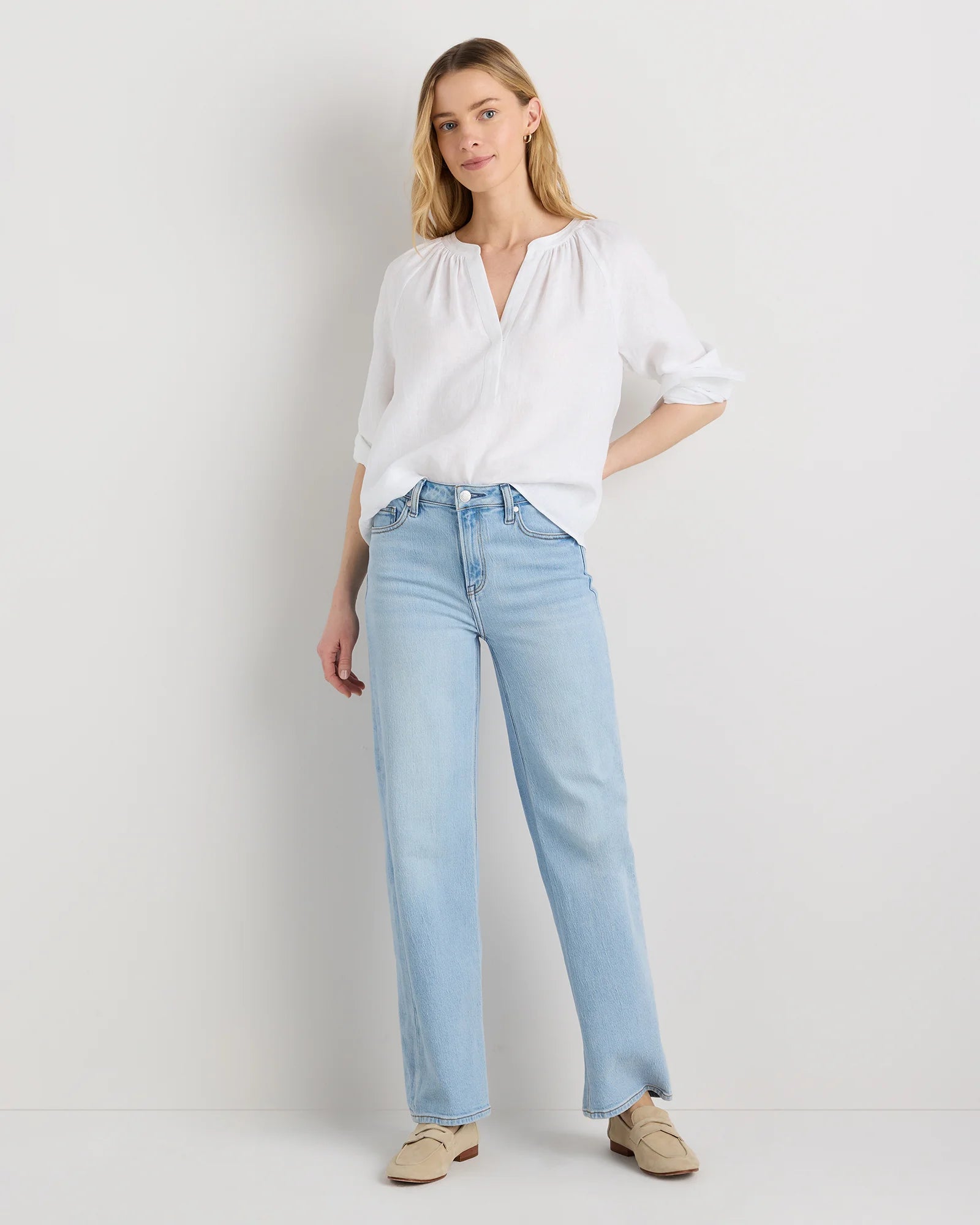 100% European Linen Peasant Top - XS / White Secondary image