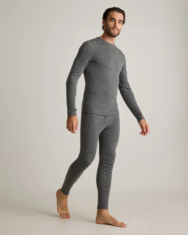 100% Merino Wool Cold Weather Base Layer Bottoms - S / Black