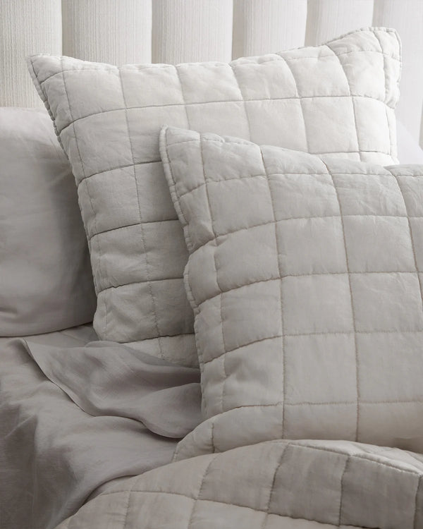 European Linen Box Quilted Euro Sham - Euro / Navy