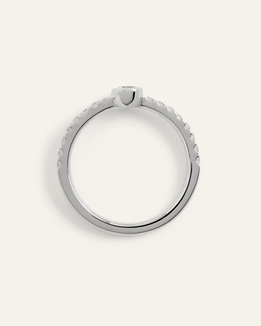 14K Gold Lab Grown Diamond Round Bezel Pave Ring - 4 / Yellow Gold