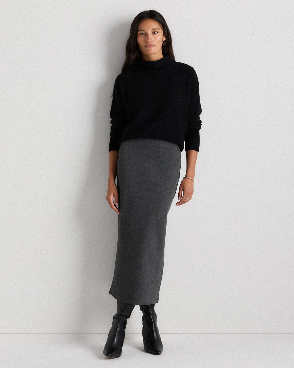 Ultra-Stretch Ponte Maxi Pencil Skirt - XS / Navy