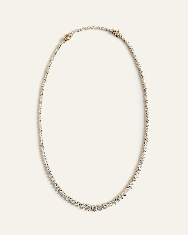 14K Gold Lab Grown Diamond Graduated Tennis Necklace - 16ctw - One Size / Yellow Gold