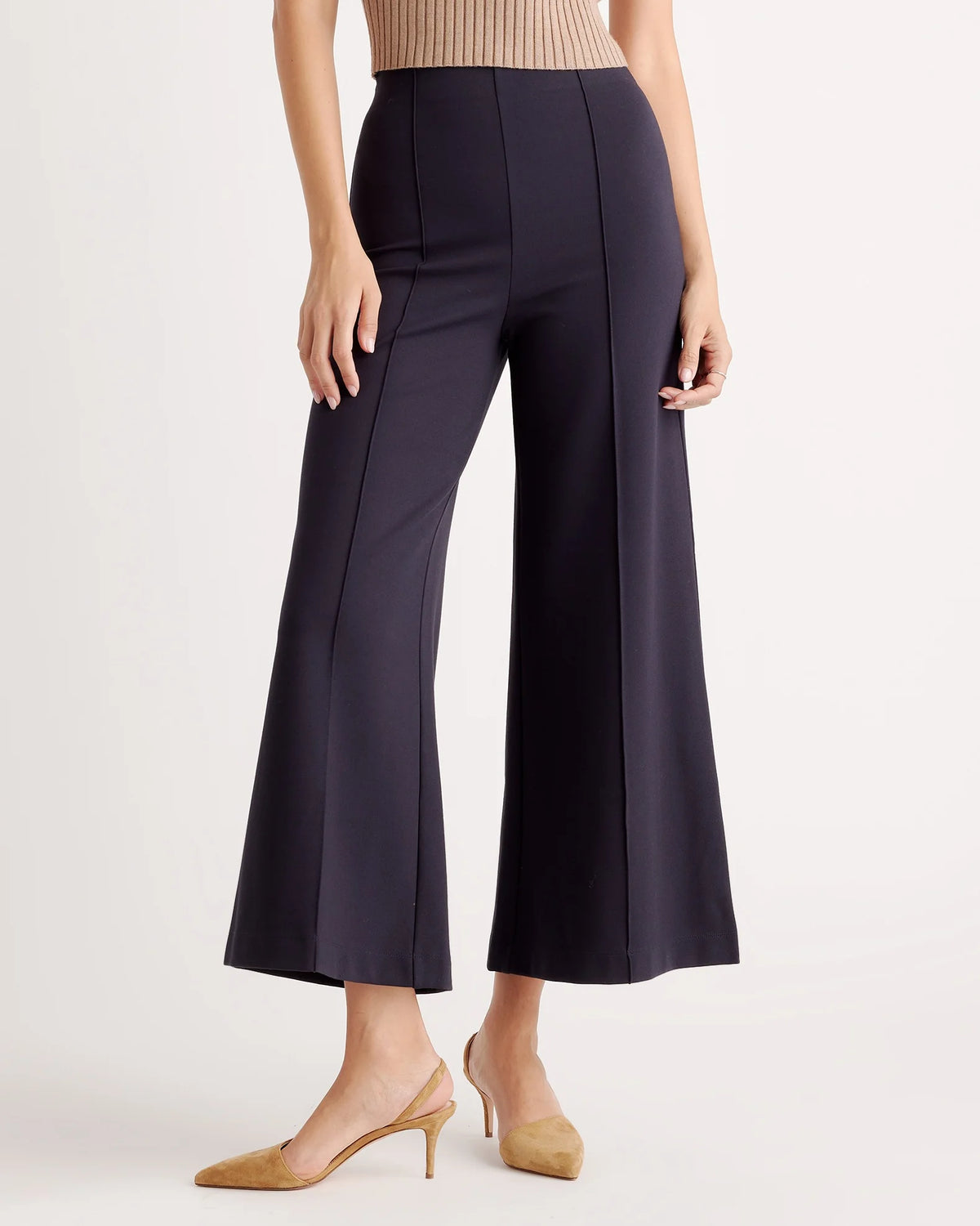 Ultra-Stretch Ponte Super Wide Leg Ankle Pants - XS / Olive