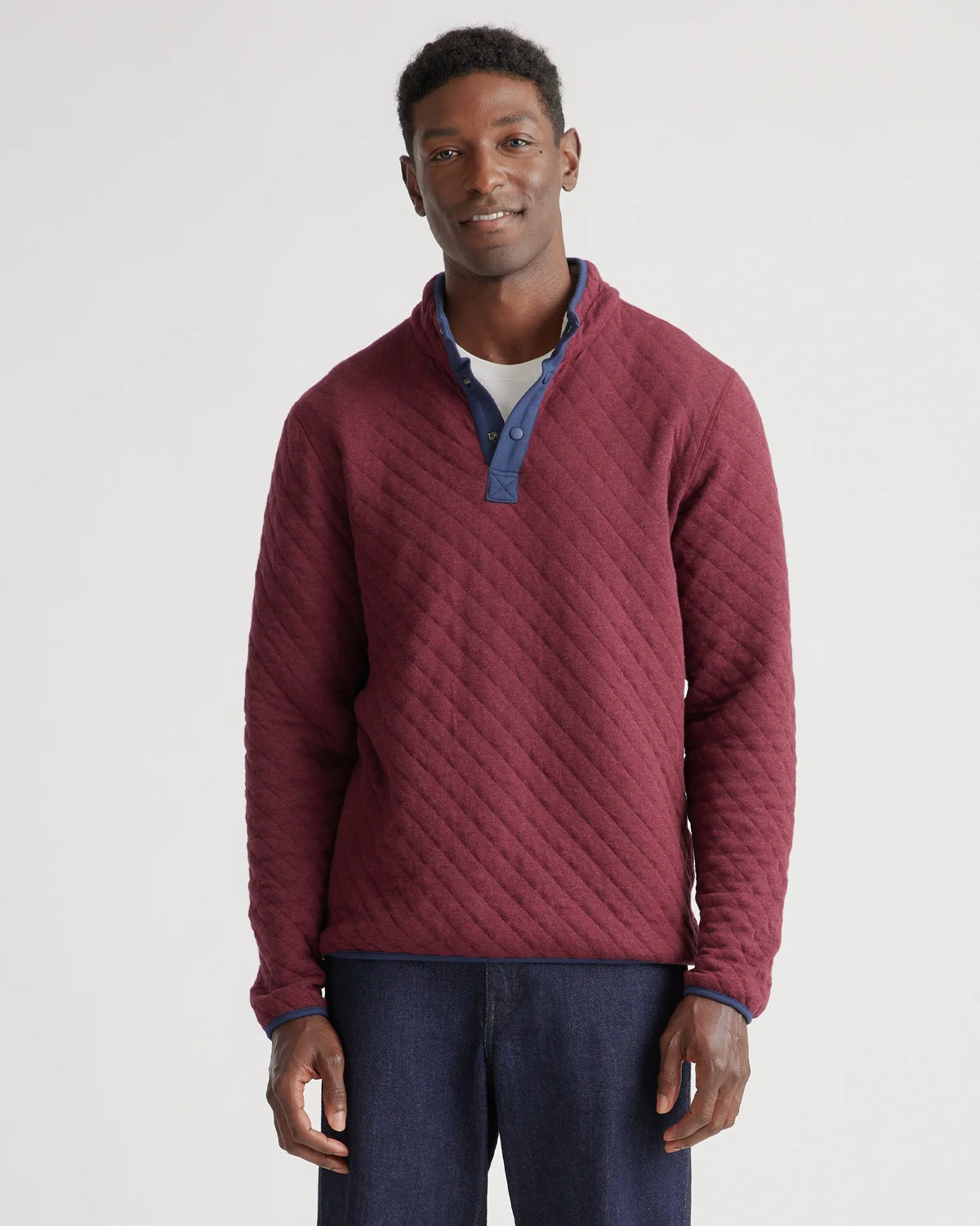 Reversible Quilted Pullover - S / Burgundy/Ivory Main image