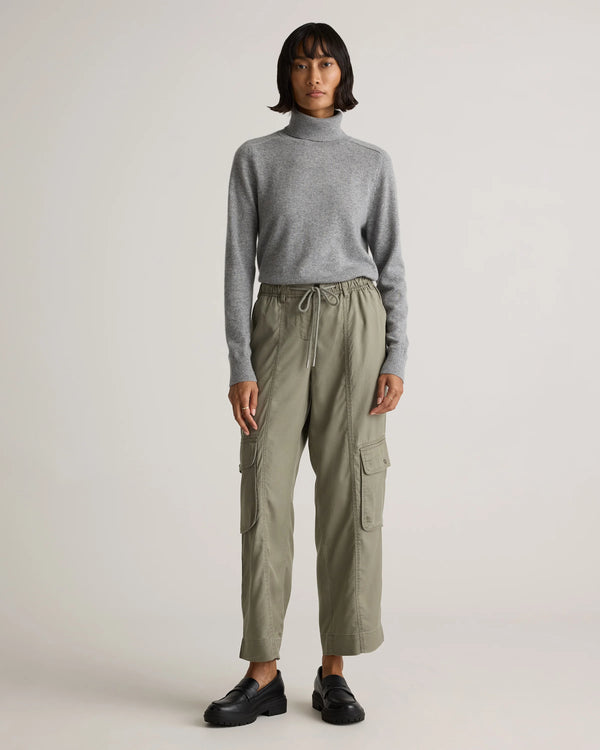Vintage Wash Tencel Drawstring Cargo Pants - XS / Olive