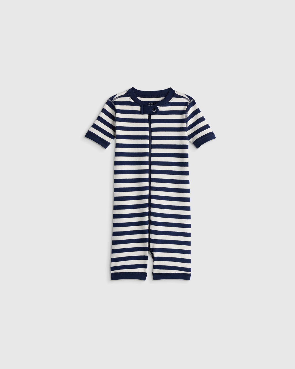 100% Organic Cotton Shortie Onesie Pajama - 2T / Navy Stripe