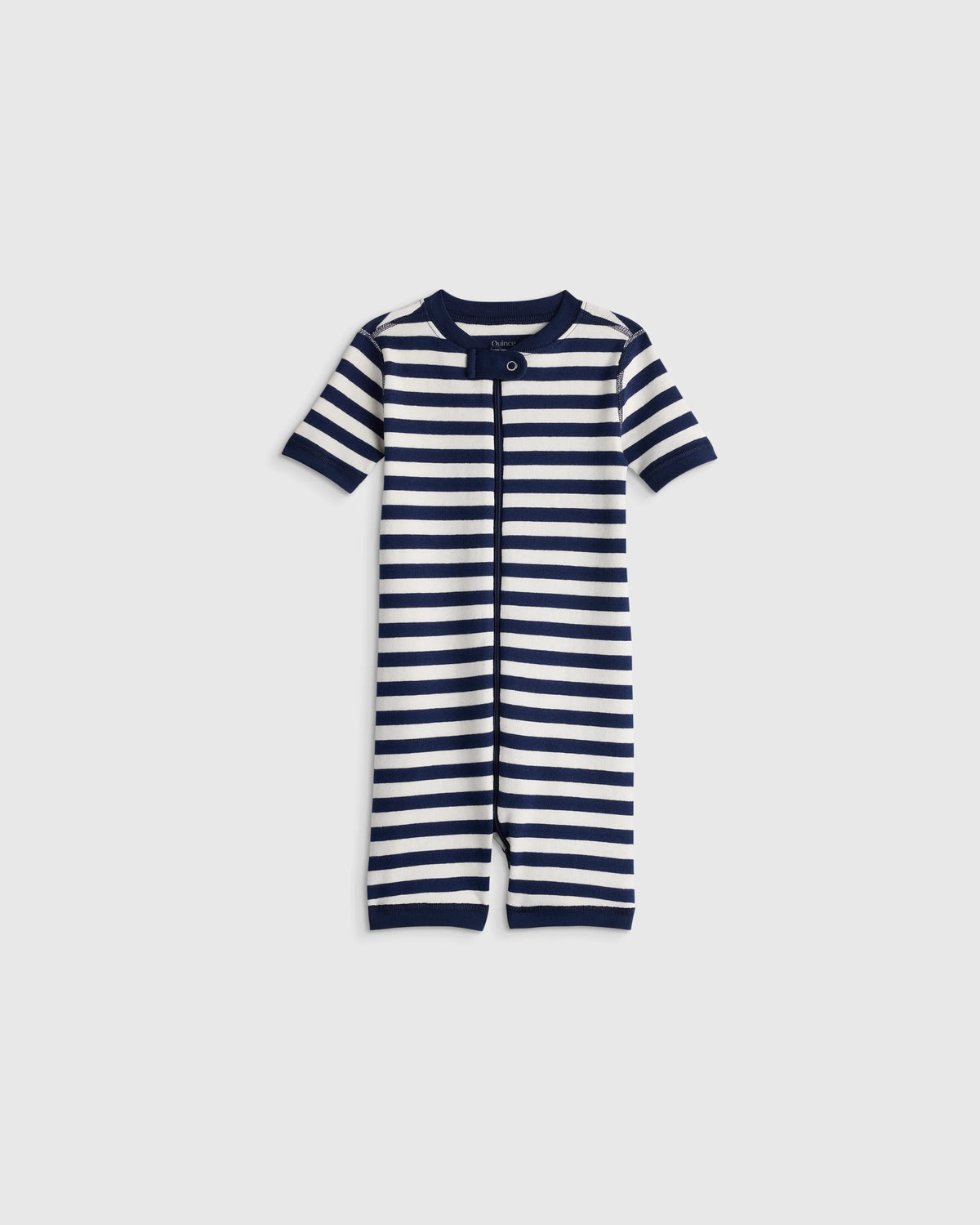 100% Organic Cotton Shortie Onesie Pajama - 2T / Navy Stripe Main image
