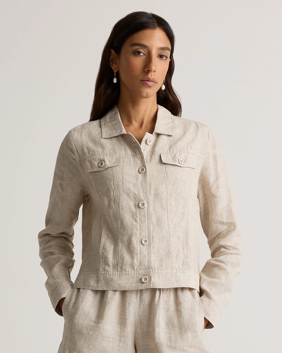 100% European Linen Jacket - XS / Flax Main image