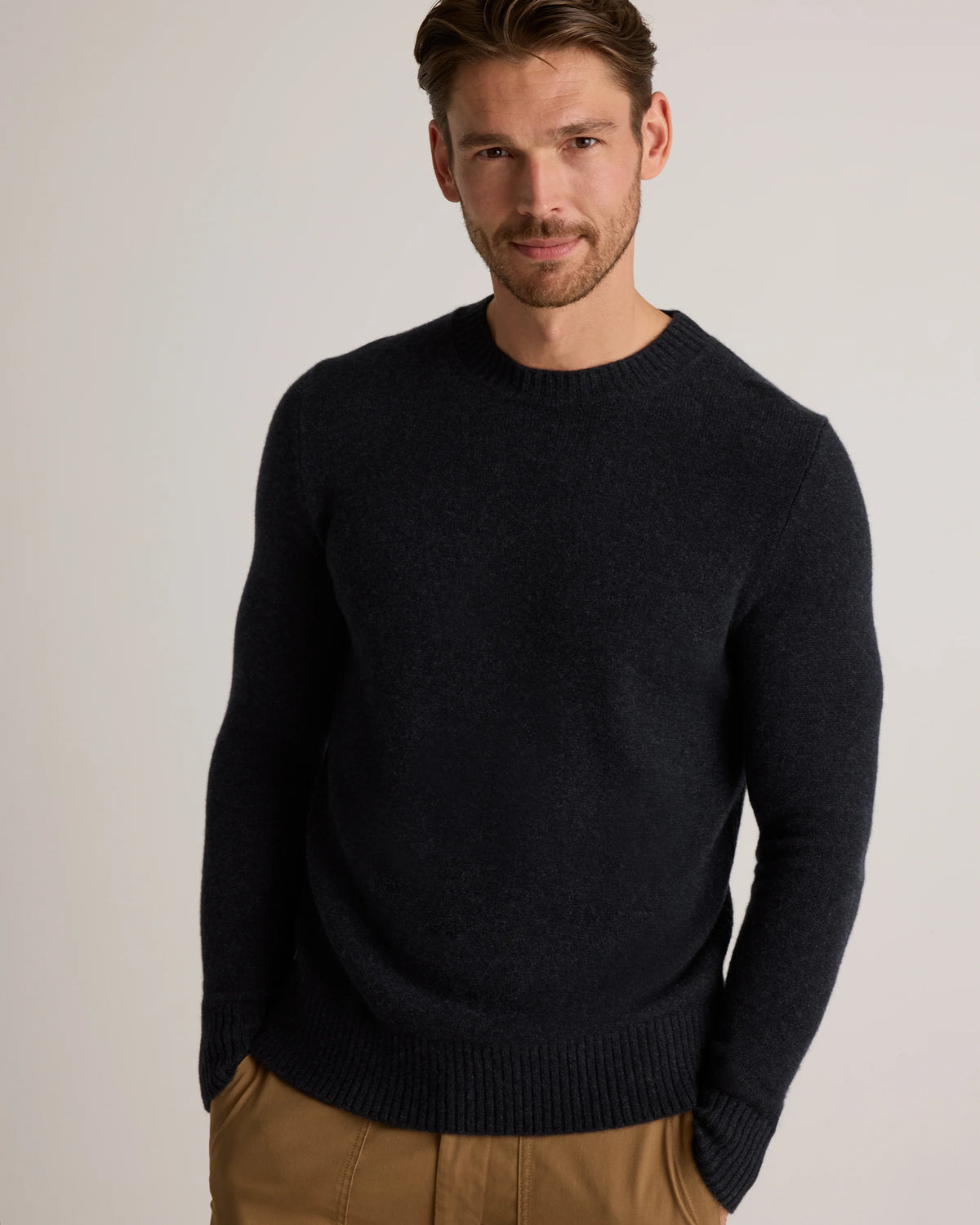 Luxe Baby Cashmere Crewneck Sweater - S / Heather Pewter