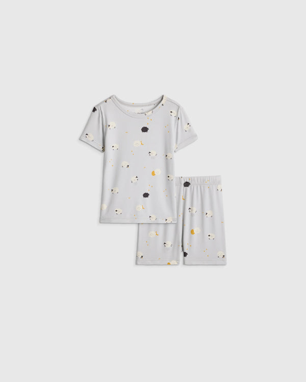 Bamboo Short Sleeve and Shorts Pajama Set - 12-18M / Lavender Hearts
