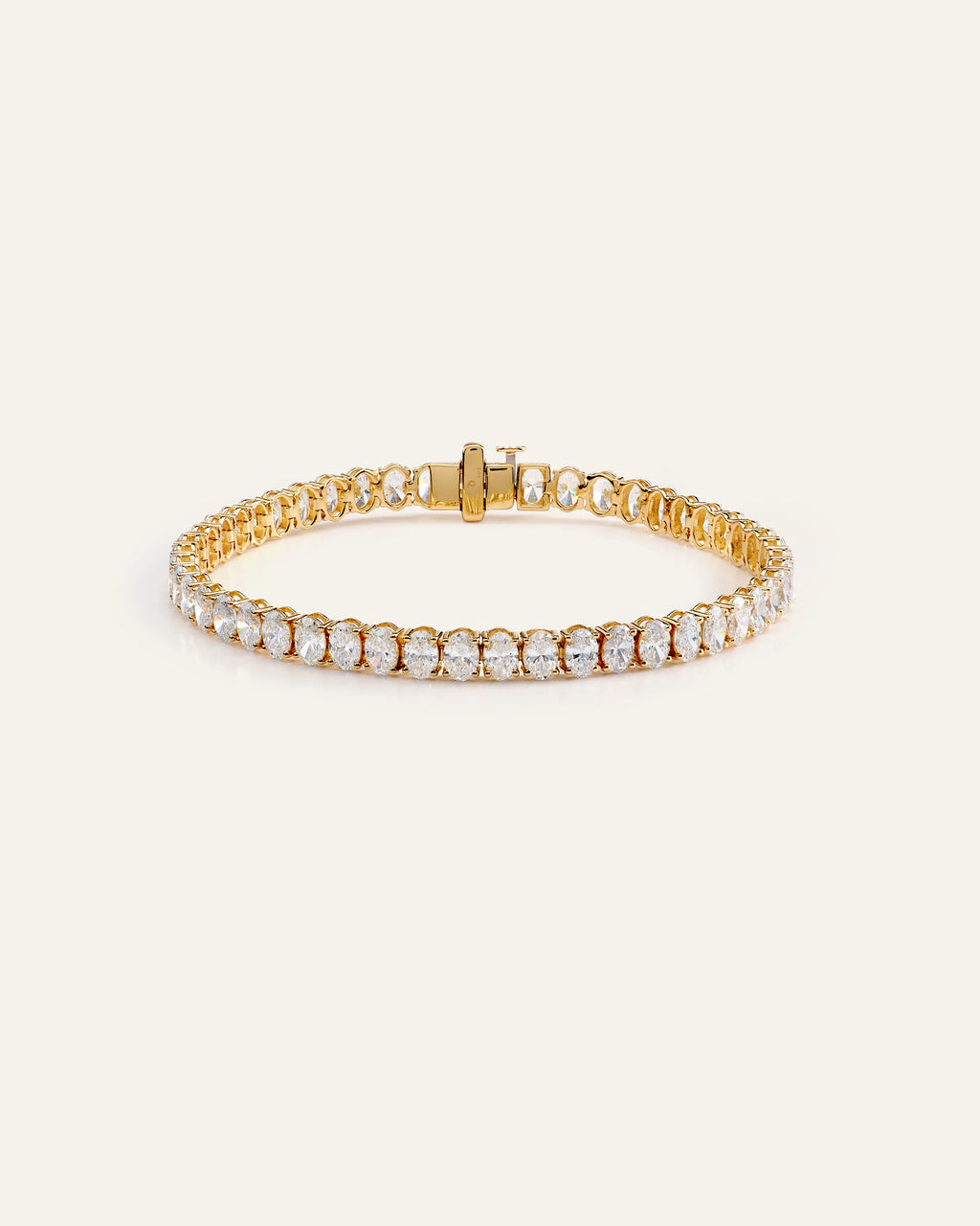 14K Gold Lab Grown Diamond North-South Oval Tennis Bracelet - 10ctw - 6.5" / Yellow Gold