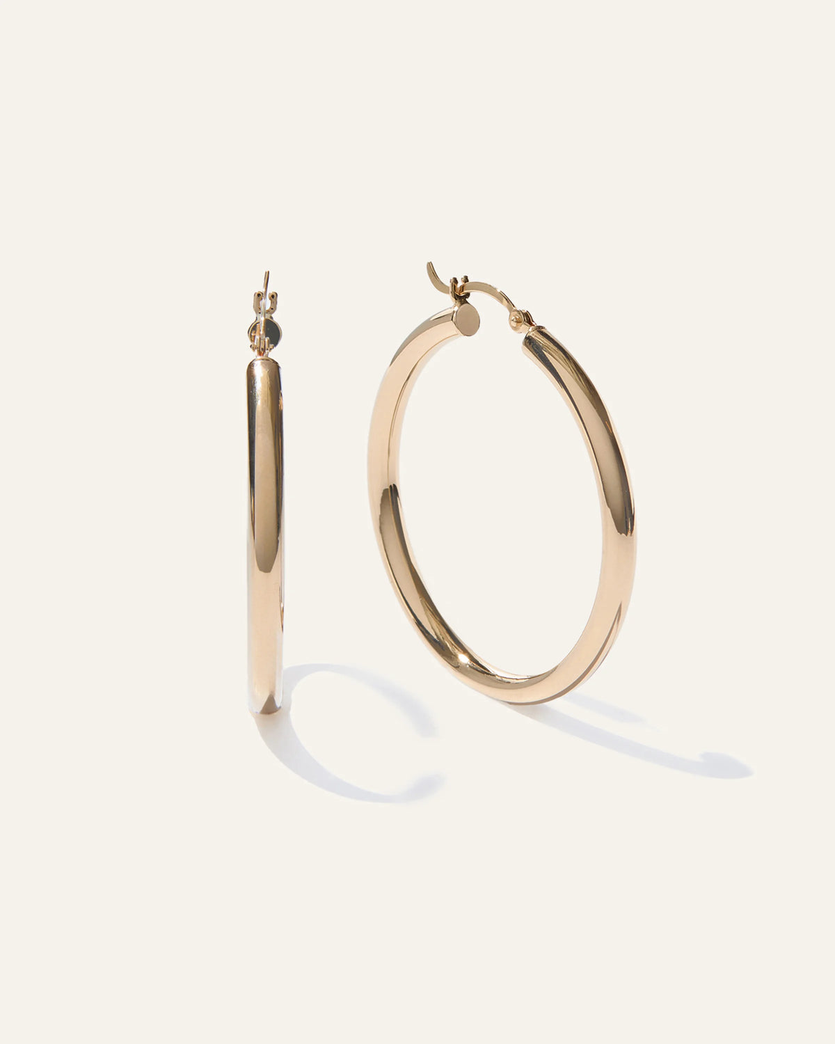 14K Gold 3mm Tube Hoops - 35mm / Yellow Gold Main image