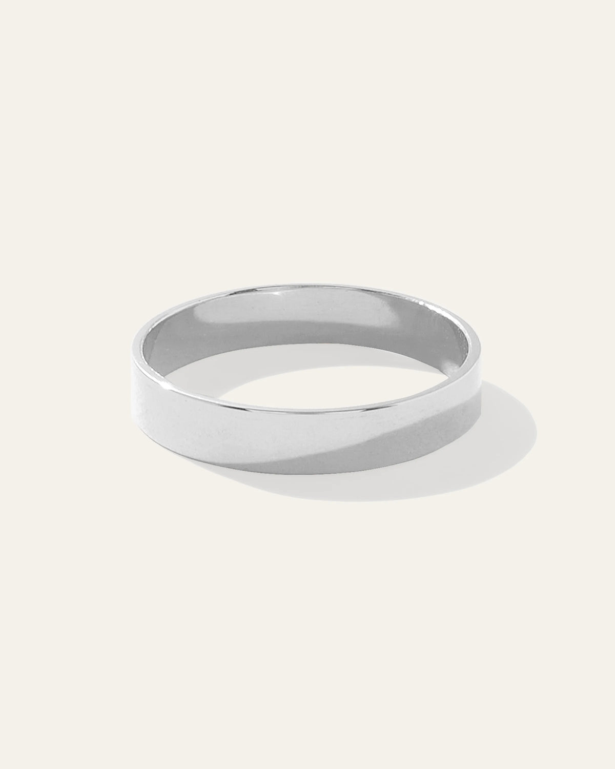 14K Gold Lightweight Flat Edge Band - 4 / White Gold Main image