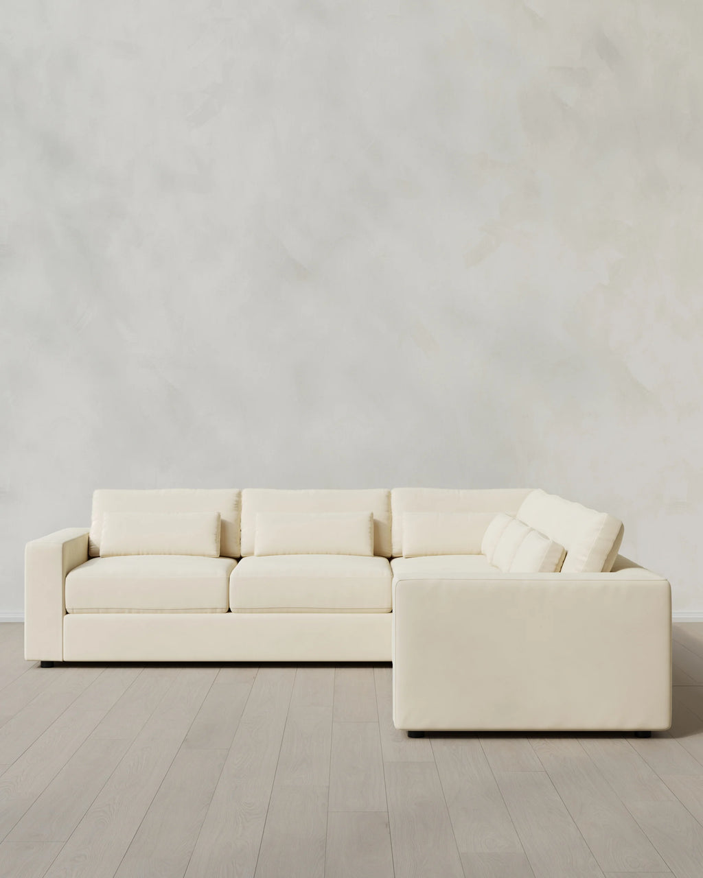 Ashford Deep Seat L Sectional in Performance Velvet - 119x119 / Taupe