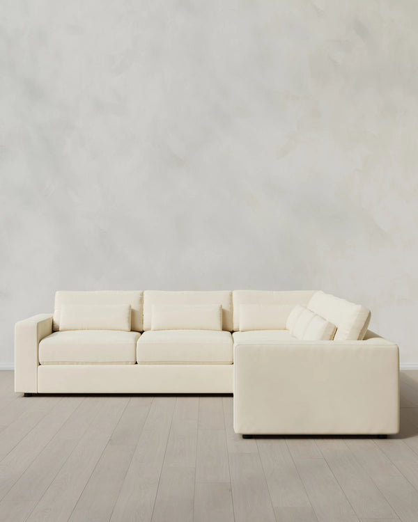 Ashford Deep Seat L Sectional in Performance Velvet - 119x119 / Taupe