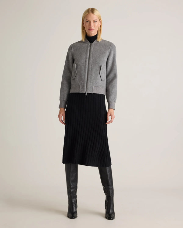Double-Faced Merino Wool Bomber Jacket - XS / Black