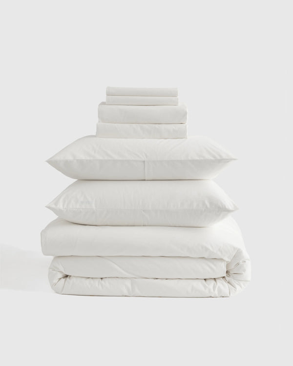 Organic Brushed Cotton Deluxe Bedding Bundle - Twin / White