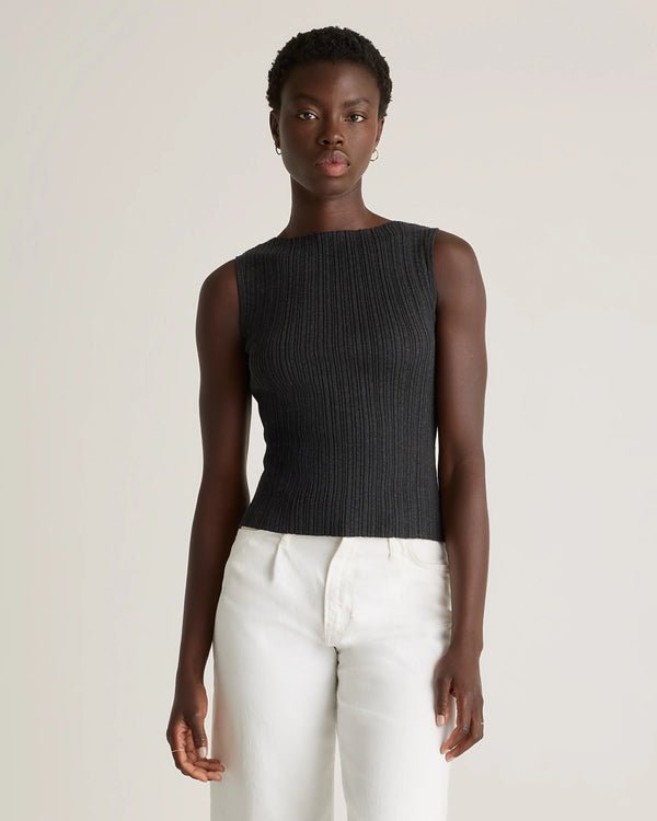 Cotton Cashmere Ribbed Tank - XS / Heather Oatmeal