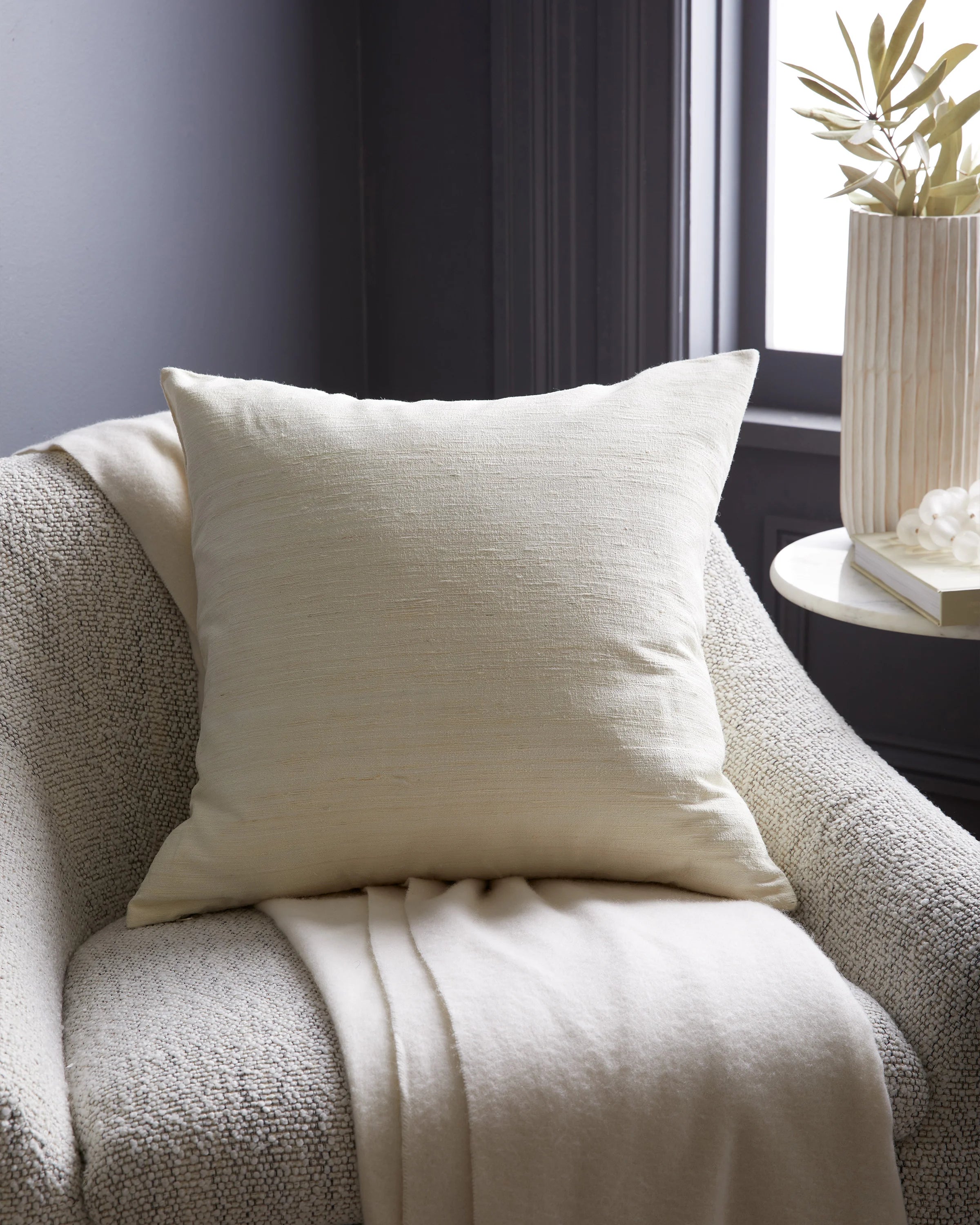 Raw Silk Pillow Cover - 20x20 / Ivory Secondary image