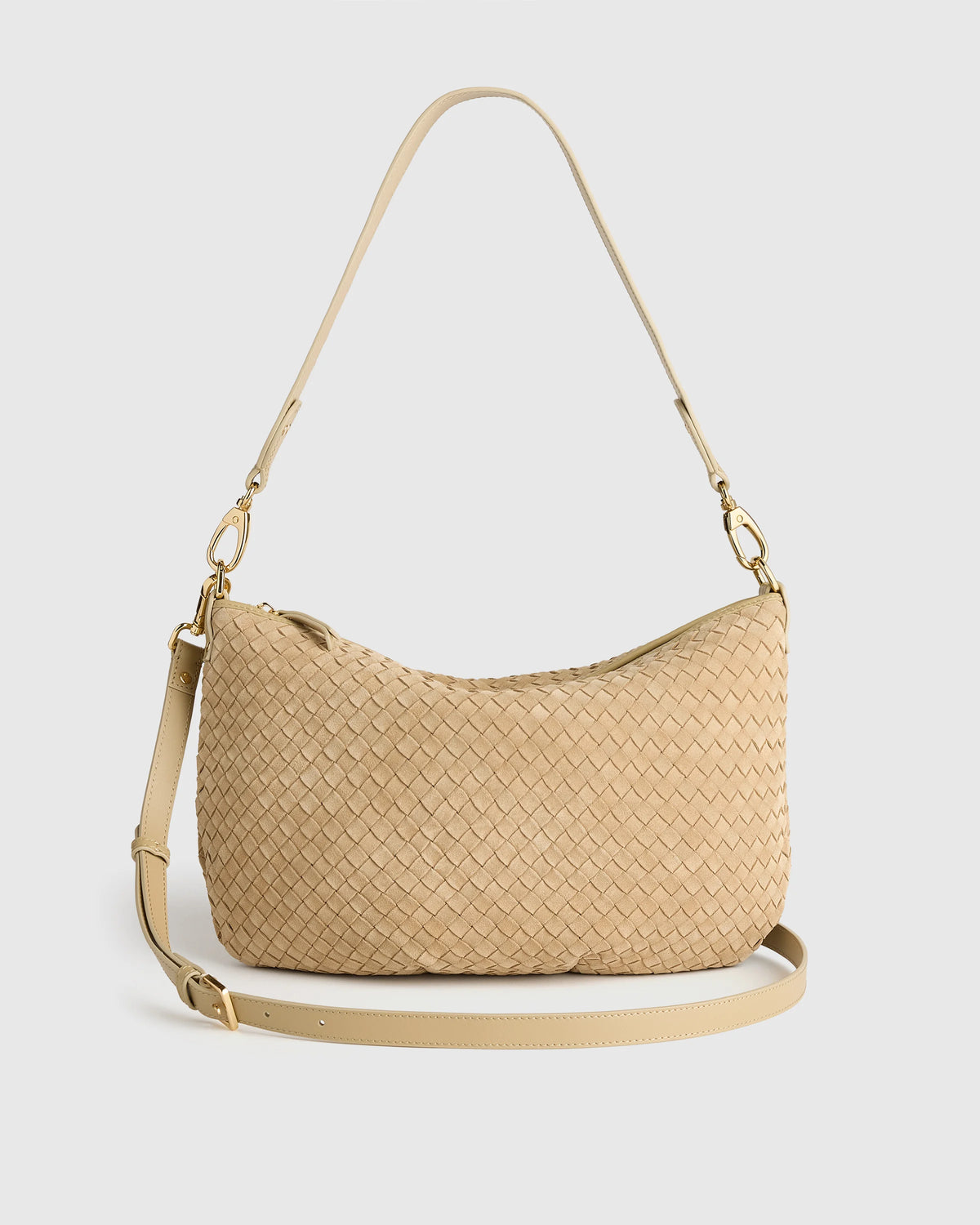 Sloane Suede Handwoven Shoulder Bag - One Size / Sand Main image