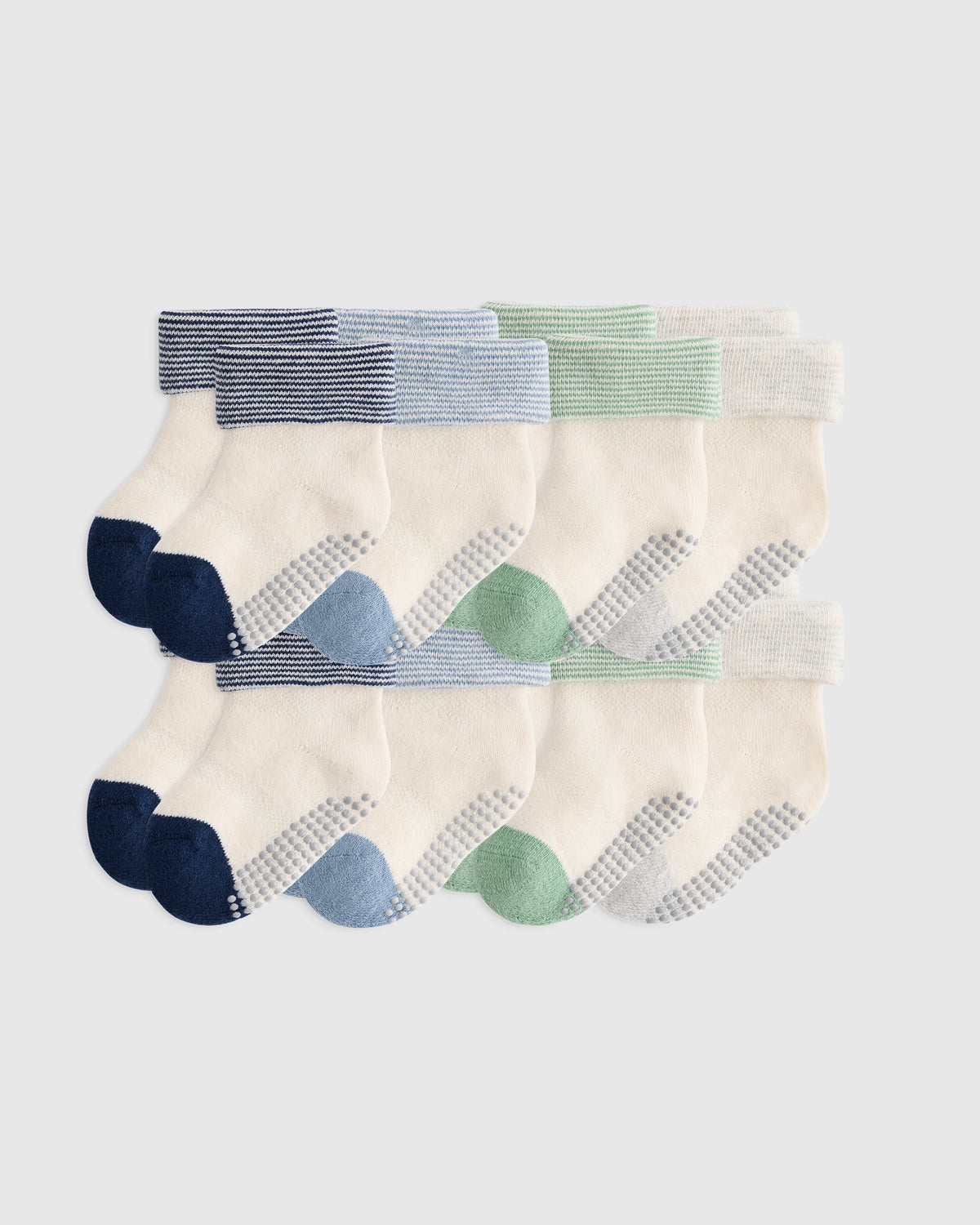 Organic Cotton Gripper Fold Over Socks 8-Pack - One Size / Blue Multi Main image