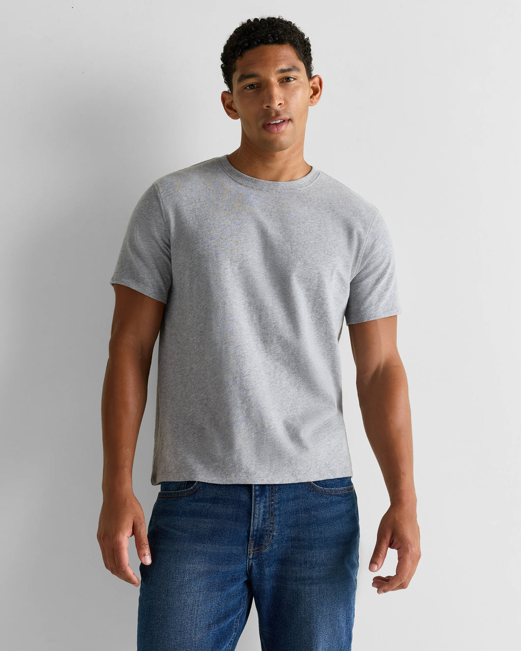 100% Organic Cotton Slub Crewneck Tee - S / Heather Grey