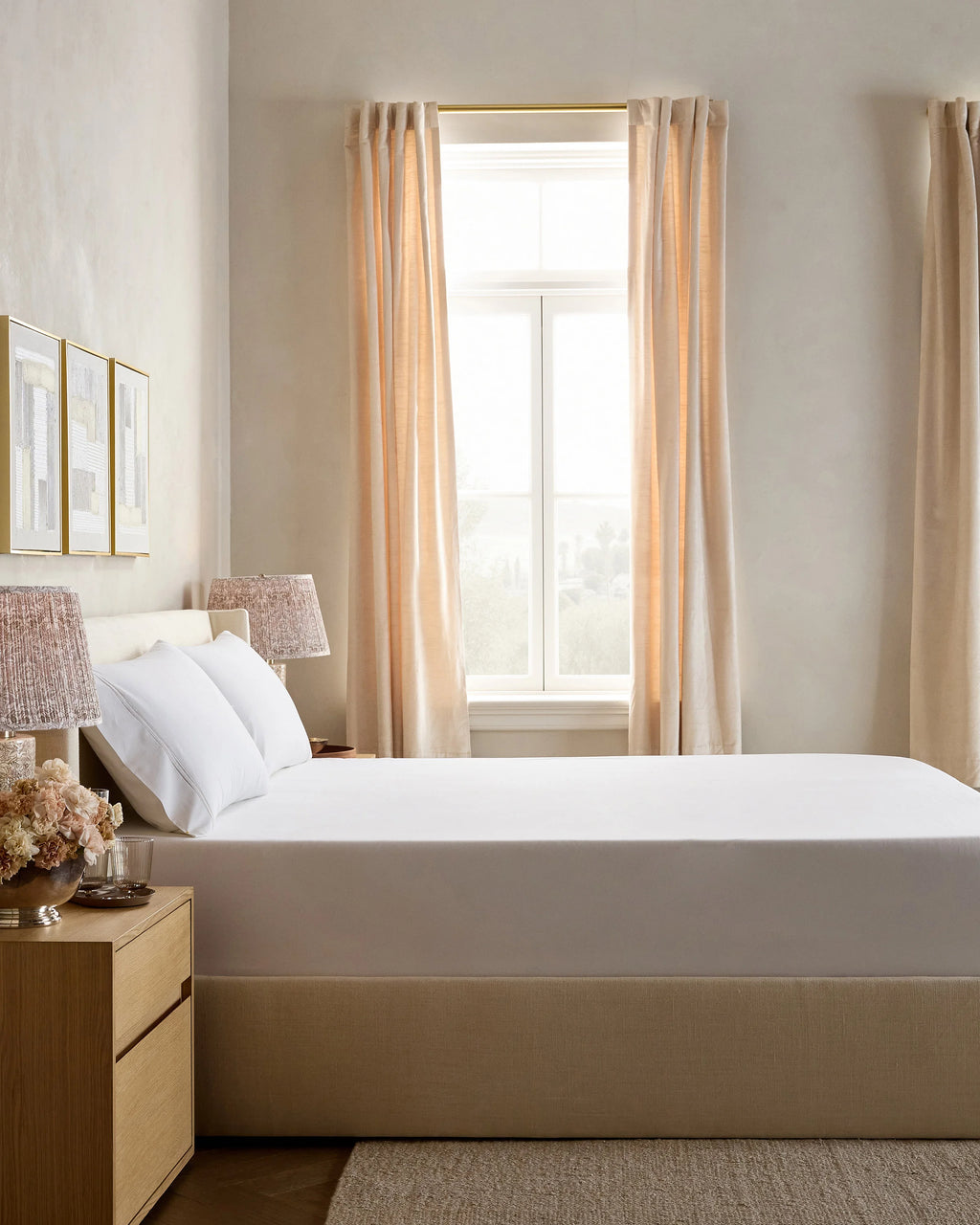 Organic Crisp Percale Embellished Fitted Sheet Set - Twin / White/Navy
