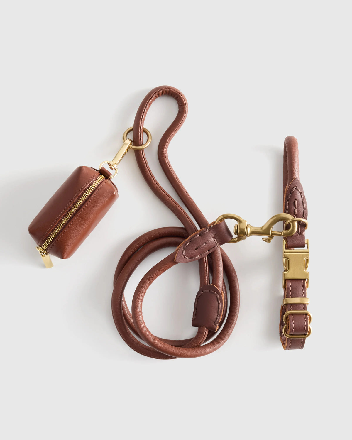 Italian Leather Dog Collar Walk Kit - XS / Brown Main image