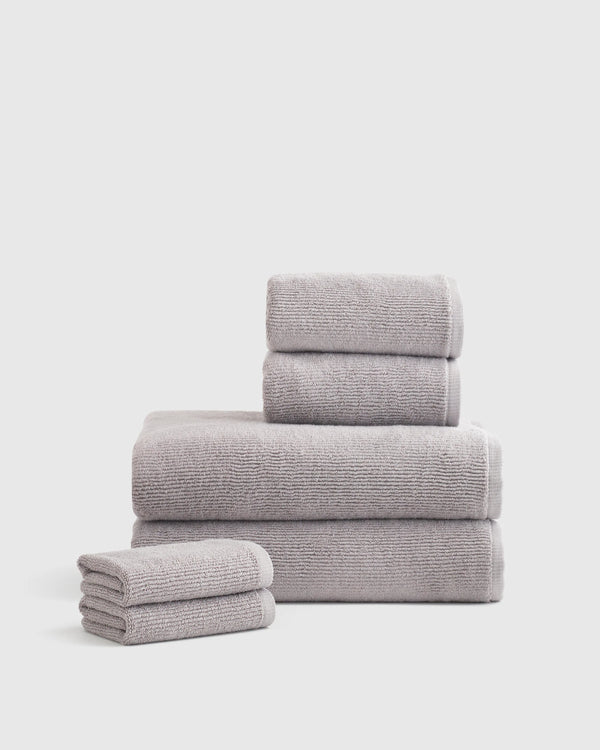 Turkish Ribbed Quick Dry Bath Towel Bundle - One Size / White