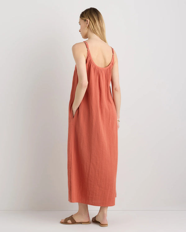 100% Organic Cotton Gauze Sleeveless Maxi Dress - XS / Spiced Orange